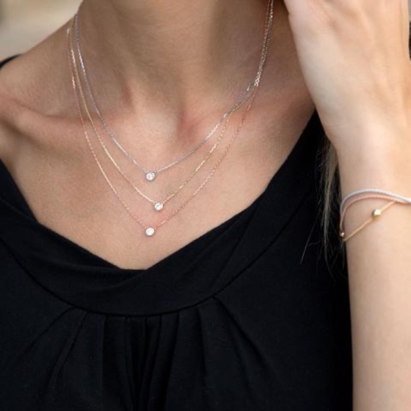 New! Triple Bezel Set Cubic Zirconia Necklace - Picture 1 of 3